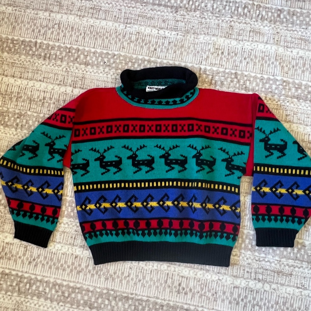 Knitwaves Vintage kids Multicolor Reindeer Pattern 5t Sweater
